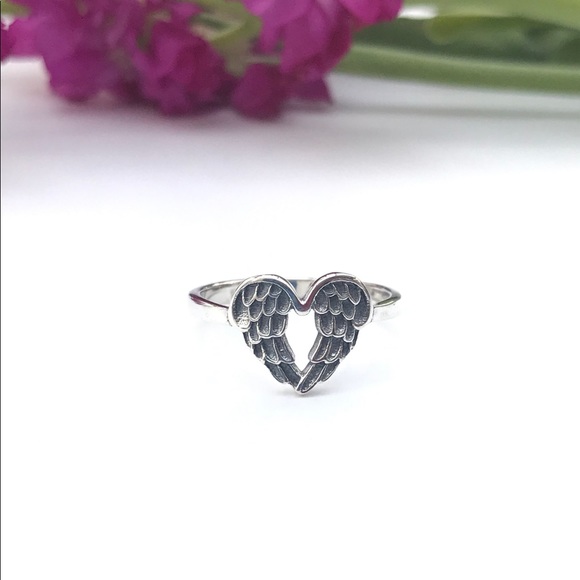 Jewelry - Heart Angel Wings Sterling Silver Ring